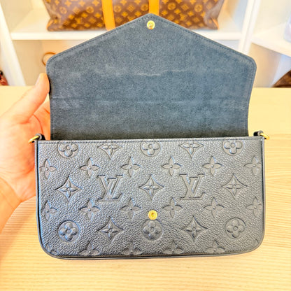 Louis Vuitton Monogram Empreinte Pochette Felicie Leather Black