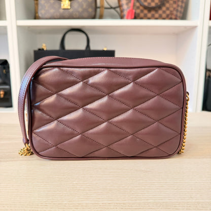 Saint Laurent (YSL) Lambskin Quilted Mini Camera Bag Crema Soft Hot Wine