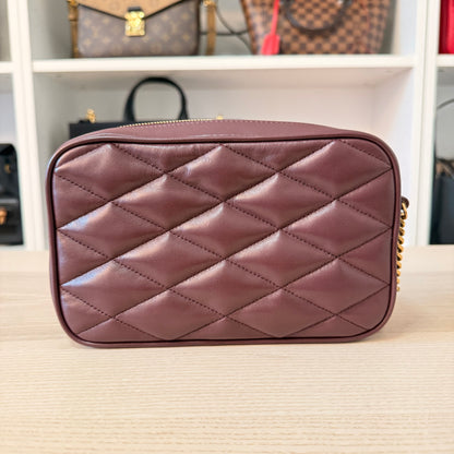 Saint Laurent (YSL) Lambskin Quilted Mini Camera Bag Crema Soft Hot Wine