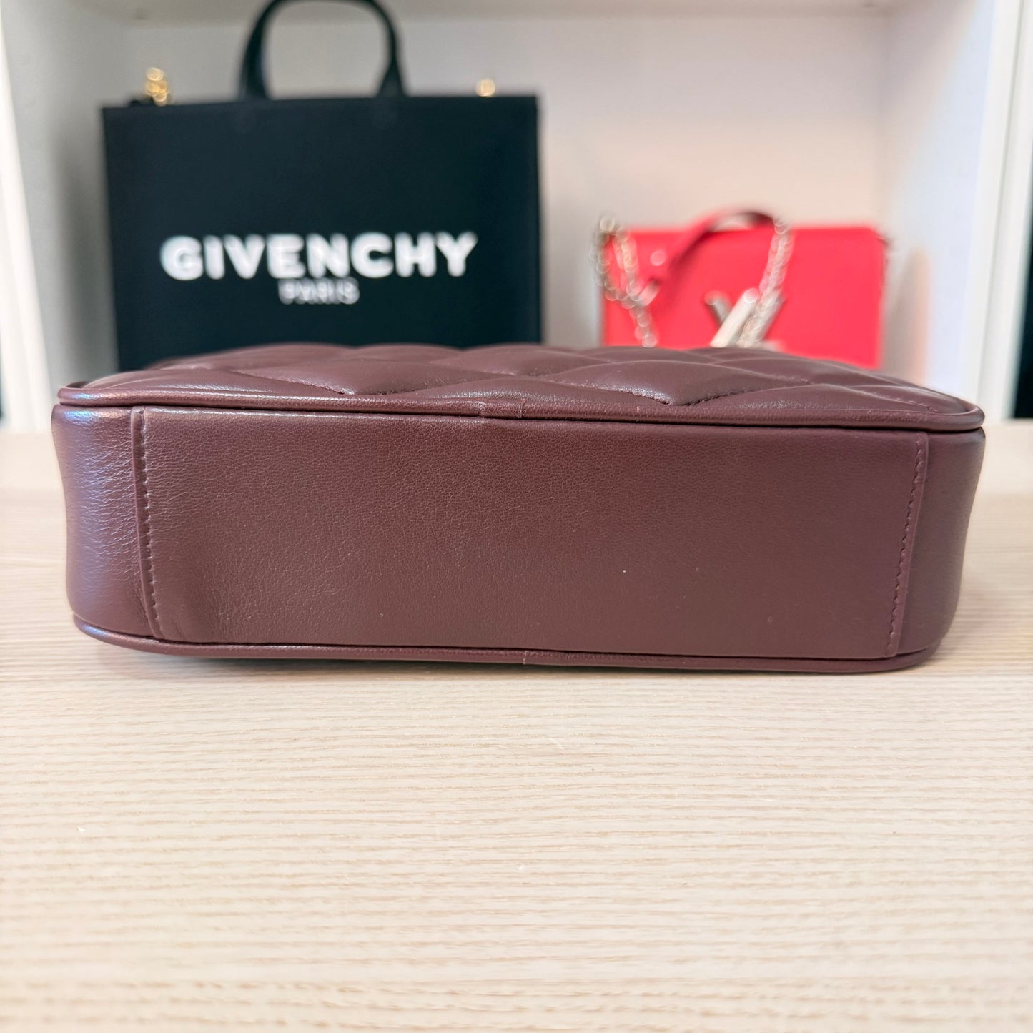 Saint Laurent (YSL) Lambskin Quilted Mini Camera Bag Crema Soft Hot Wine