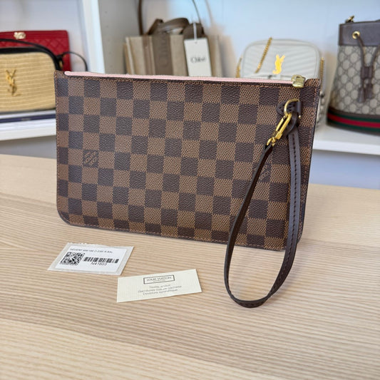 Louis Vuitton Damier Ebene Neverfull Pochette MM Rose Ballerine