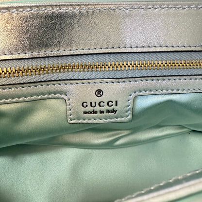 Gucci Iridescent Chevron Matelasse Small GG Marmont Shoulder Bag Iridescent Green
