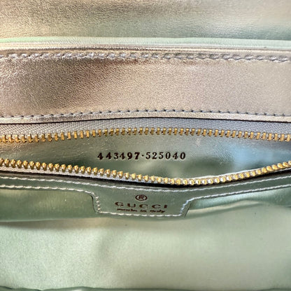 Gucci Iridescent Chevron Matelasse Small GG Marmont Shoulder Bag Iridescent Green
