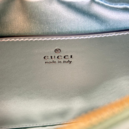 Gucci Chevron Matelasse Small GG Marmont Chain Shoulder Bag Iridescent Green