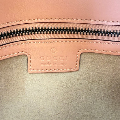 Gucci Calfskin Vertical Ring Matelasse Small GG Marmont Shoulder Bag Peachy Chic
