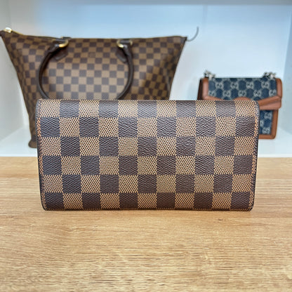 Louis Vuitton Damier Ebene Emilie Wallet Red