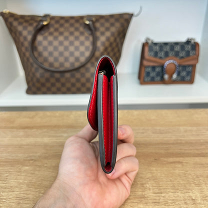 Louis Vuitton Damier Ebene Emilie Wallet Red