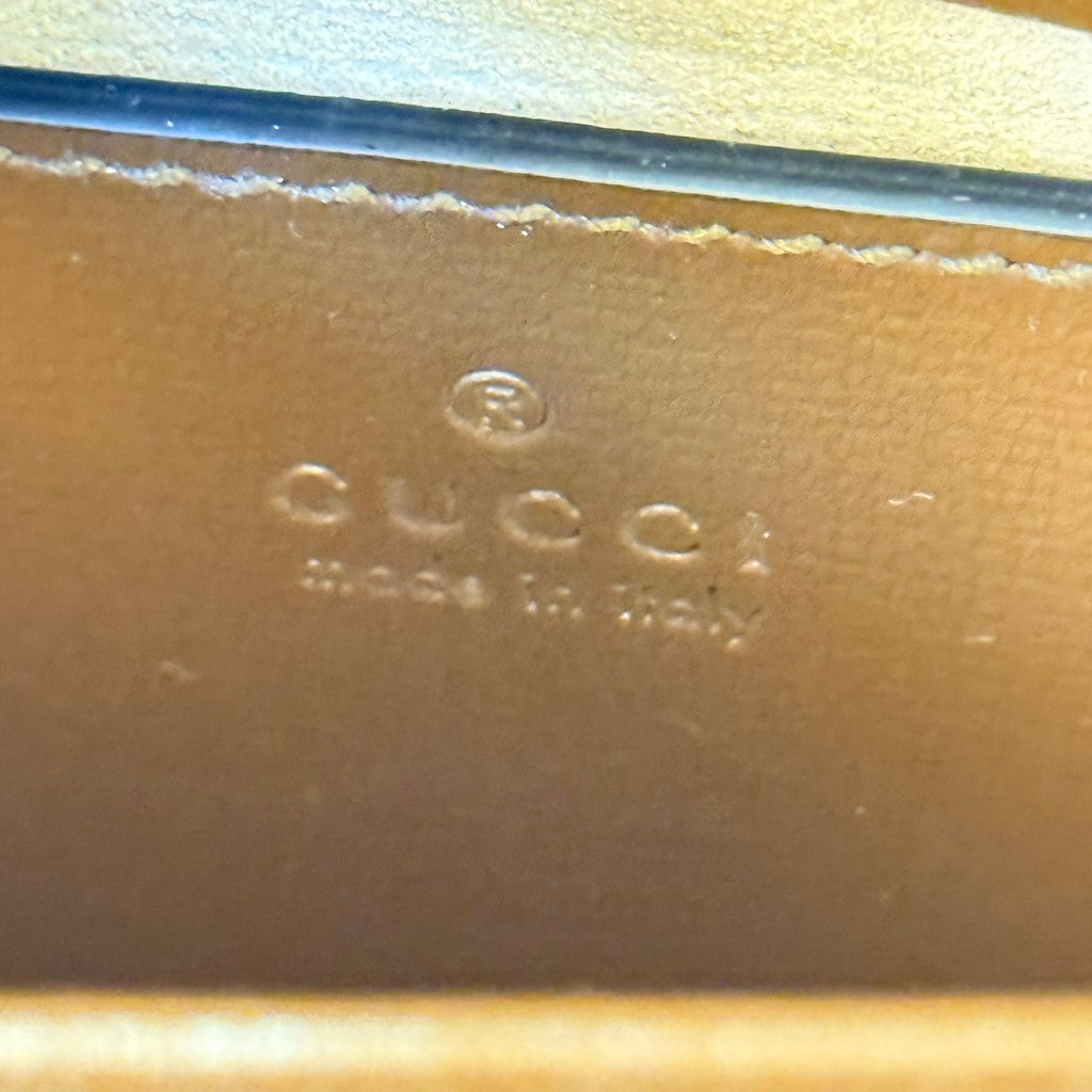 Gucci GG Supreme Monogram Mini Horsebit 1955 Rounded Shoulder Bag Beige Brown Sugar
