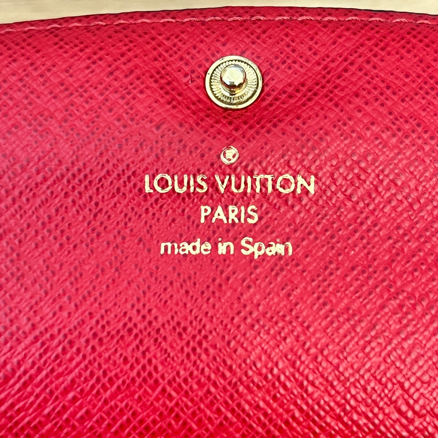 Louis Vuitton Damier Ebene Emilie Wallet Red