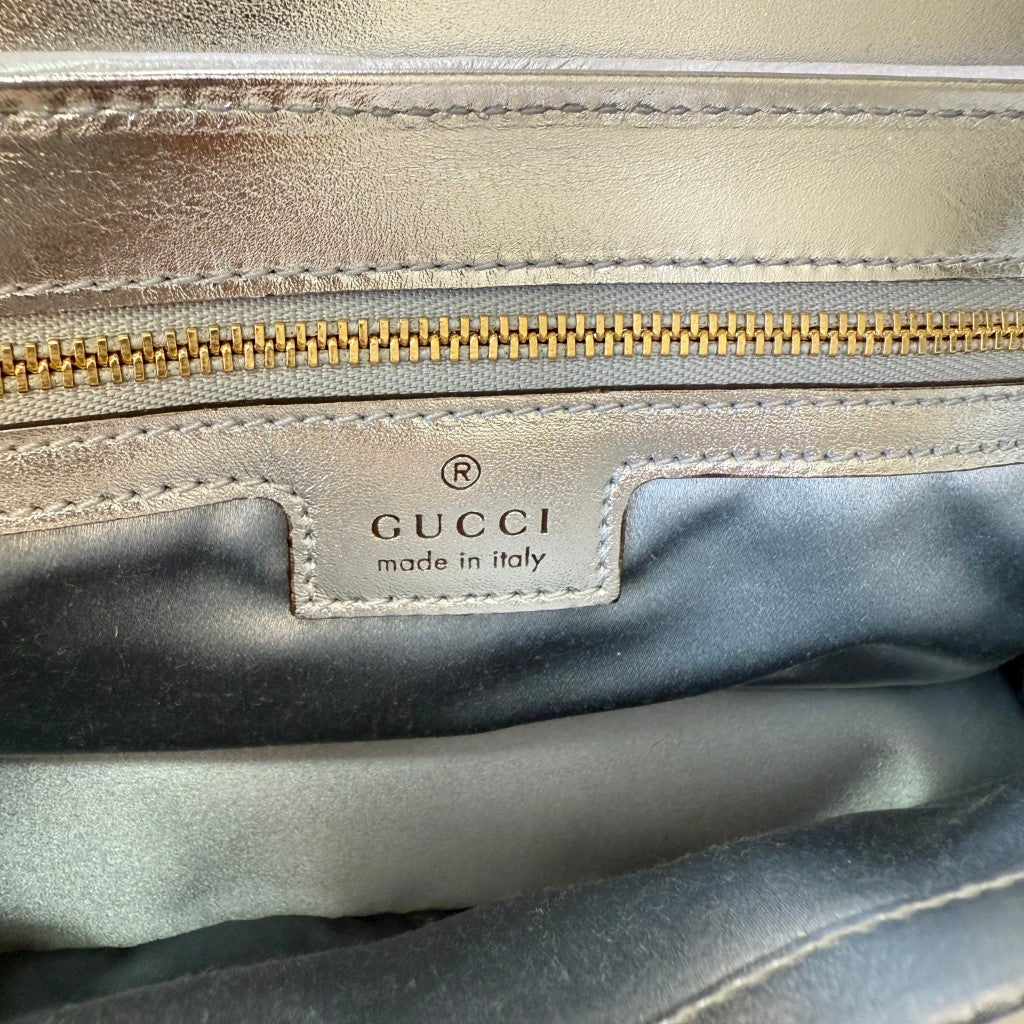 Gucci Iridescent Chevron Matelasse Small GG Marmont Shoulder Bag Iridescent Snow Light Blue