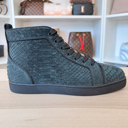 Christian Louboutin Black Python Leather Louis Orlato High Top Sneakers Size 43.5