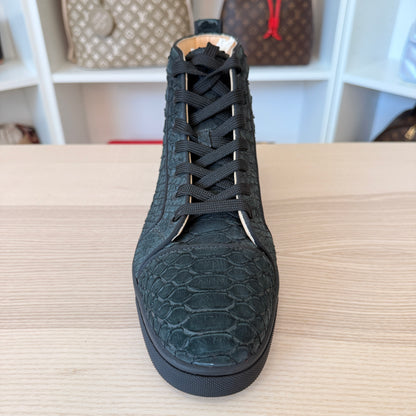 Christian Louboutin Black Python Leather Louis Orlato High Top Sneakers Size 43.5