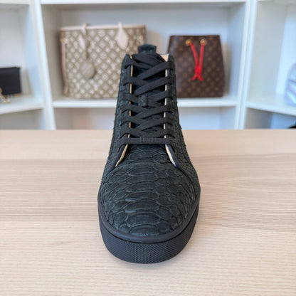 Christian Louboutin Black Python Leather Louis Orlato High Top Sneakers Size 43.5