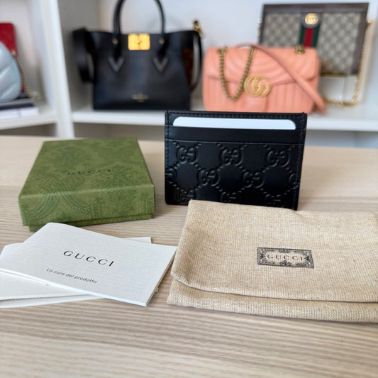 Gucci Guccissima Signature Card Holder Black