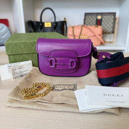 Gucci Horsebit 1955 Super Mini Shoulder Bag Purple