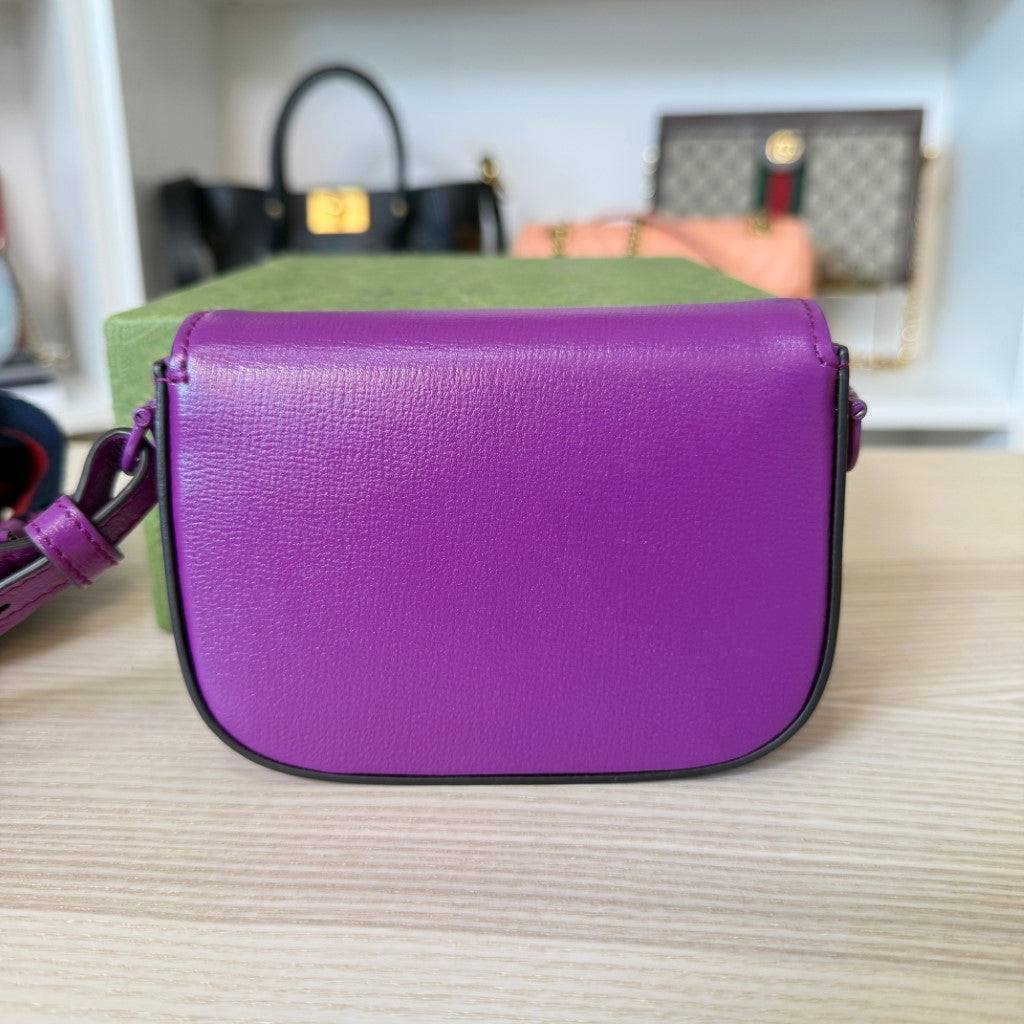Gucci Horsebit 1955 Super Mini Shoulder Bag Purple