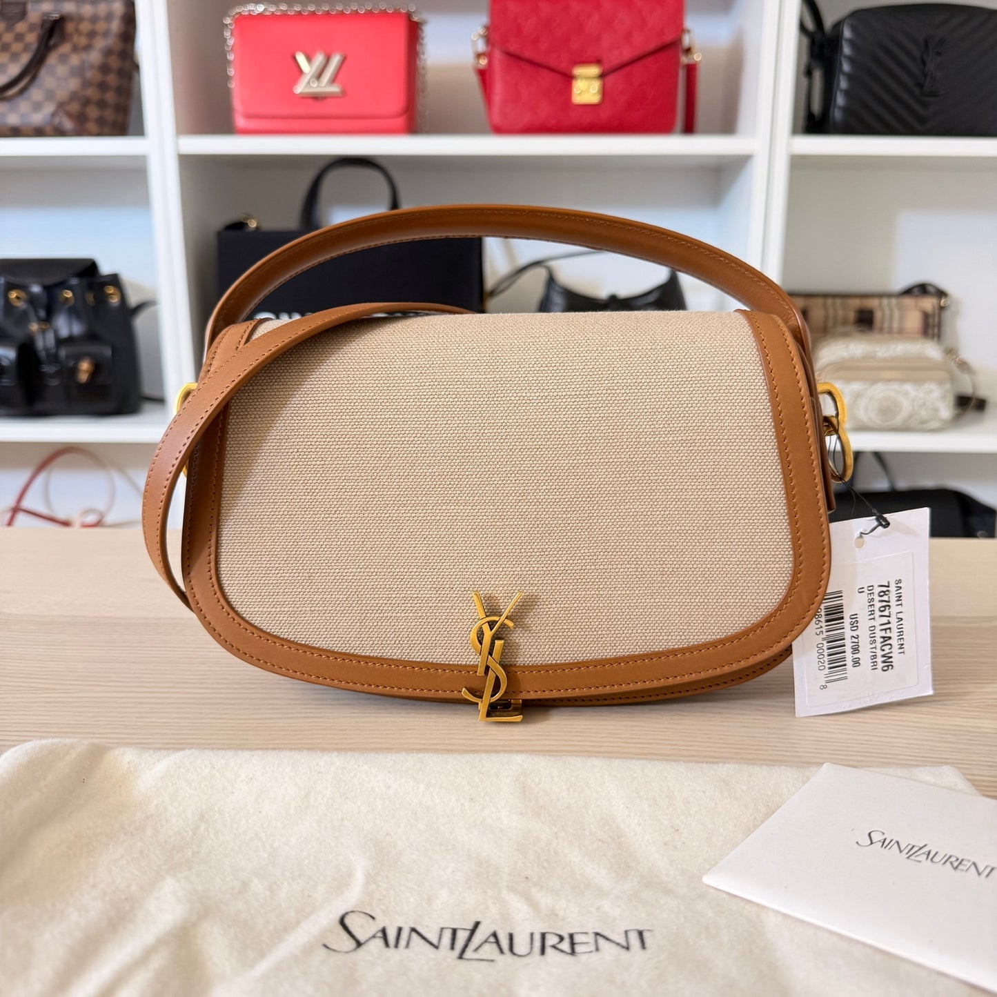 Saint Laurent (YSL) Voltaire Shoulder Bag Brown Leather