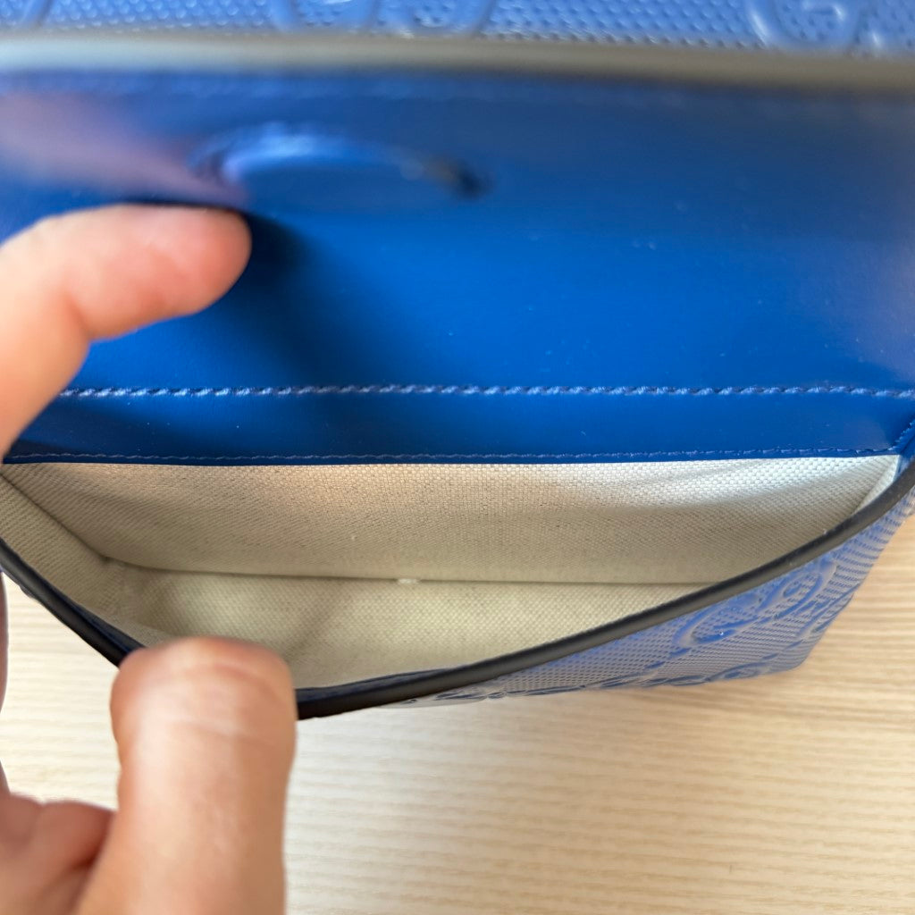 Gucci Calfskin GG Tennis Embossed Pocket Belt Bag Blue