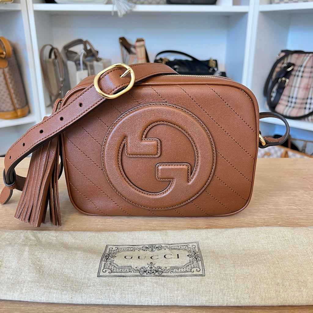 Gucci Calfskin Small Blondie Shoulder Bag Tan