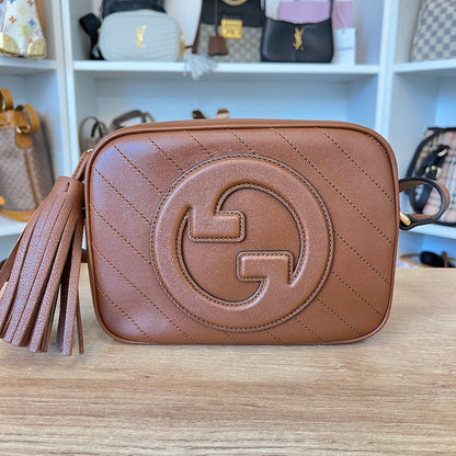 Gucci Calfskin Small Blondie Shoulder Bag Tan
