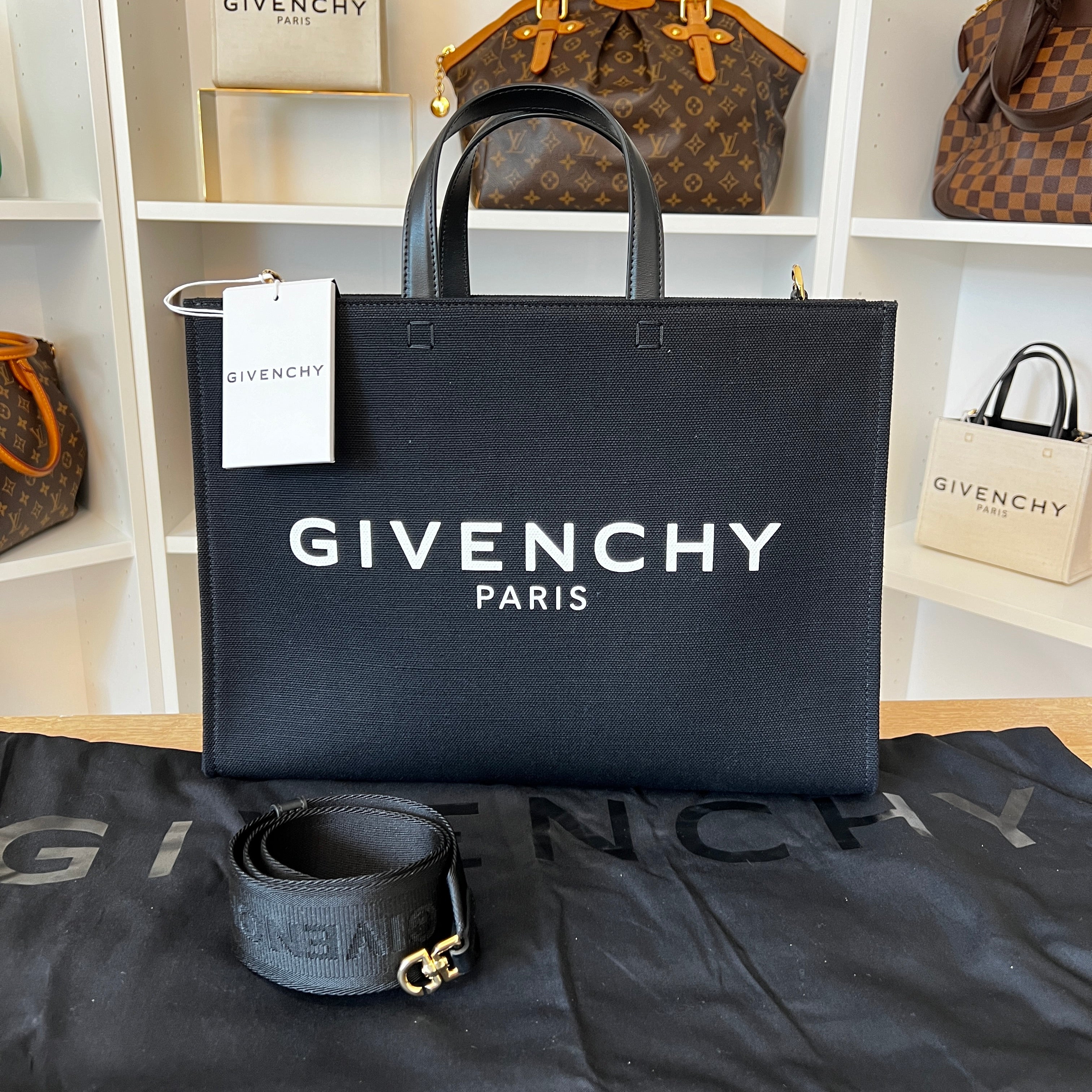 Givenchy G Tote Medium Shopping Bag in Canvas Black LVR