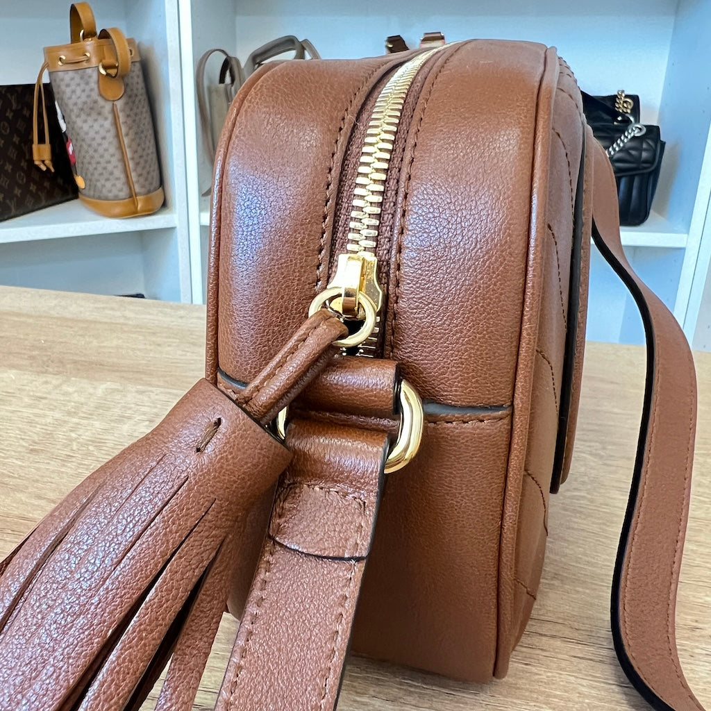 Gucci Calfskin Small Blondie Shoulder Bag Tan