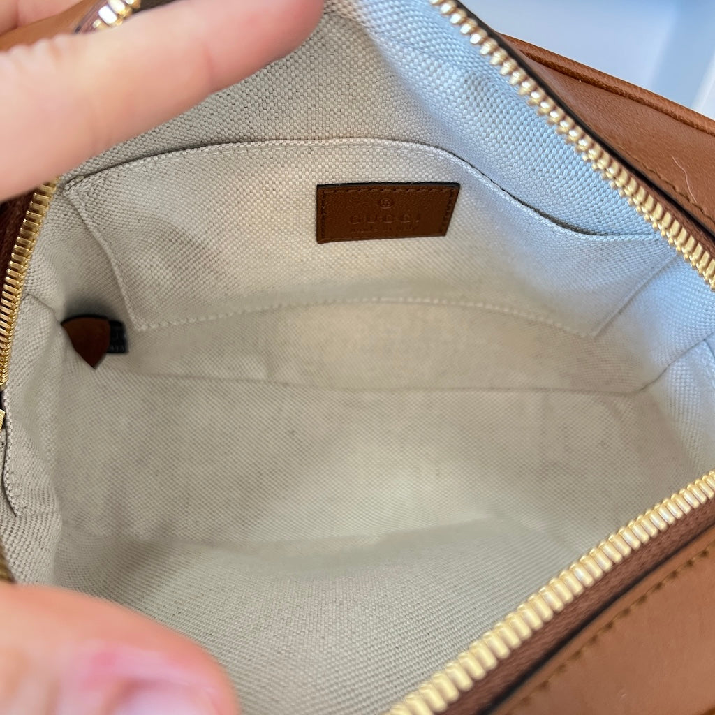 Gucci Calfskin Small Blondie Shoulder Bag Tan