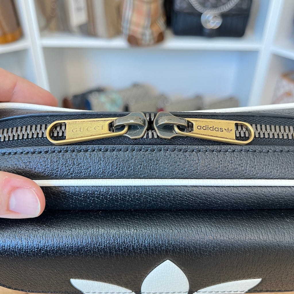 Gucci x ADIDAS Textured Dollar Calfskin Belt Bag Black