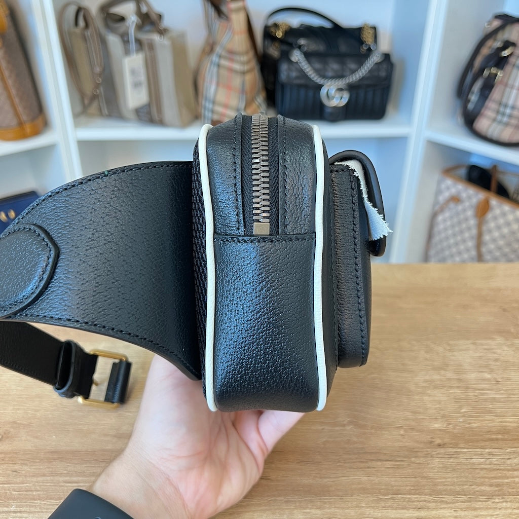 Gucci x ADIDAS Textured Dollar Calfskin Belt Bag Black