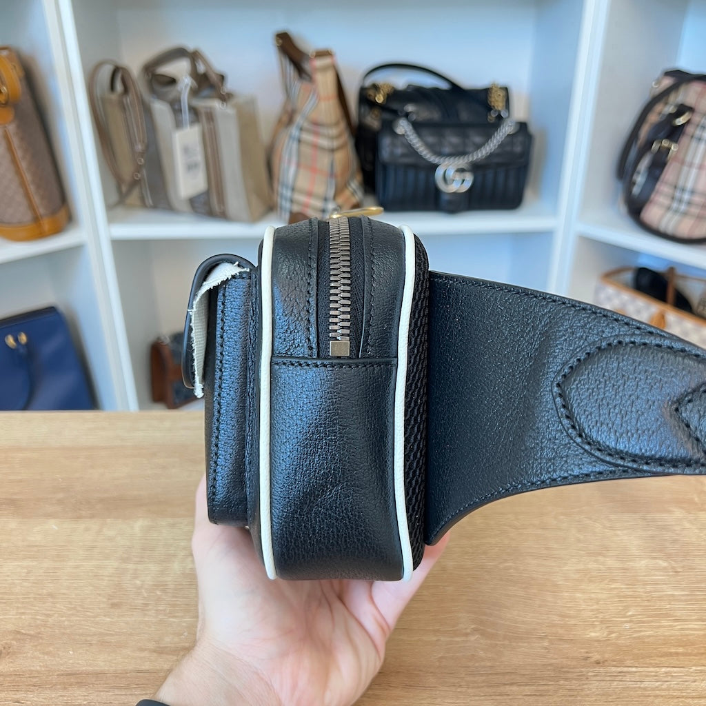 Gucci x ADIDAS Textured Dollar Calfskin Belt Bag Black