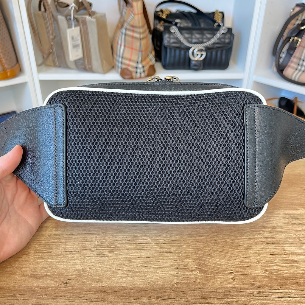 Gucci x ADIDAS Textured Dollar Calfskin Belt Bag Black