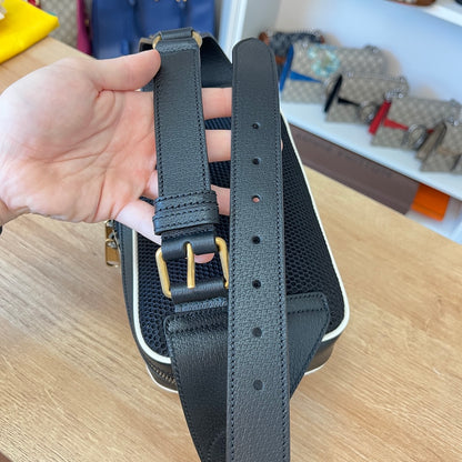 Gucci x ADIDAS Textured Dollar Calfskin Belt Bag Black
