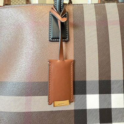 Burberry Check Medium E-Canvas & Leather Soft Tote