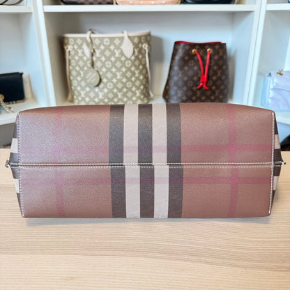 Burberry Check Medium E-Canvas & Leather Soft Tote