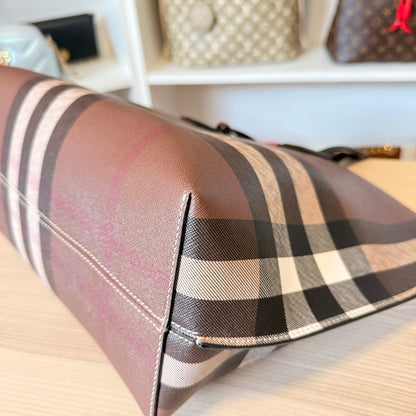 Burberry Check Medium E-Canvas & Leather Soft Tote