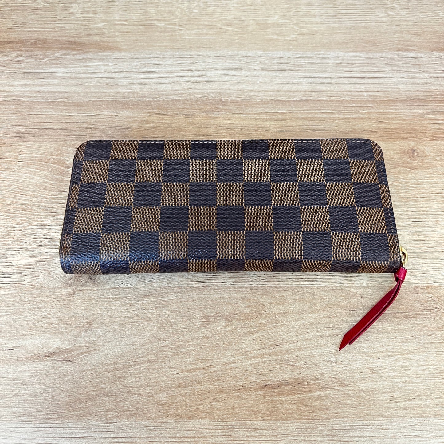 Louis Vuitton Damier Ebene Clemence Wallet Fuchsia