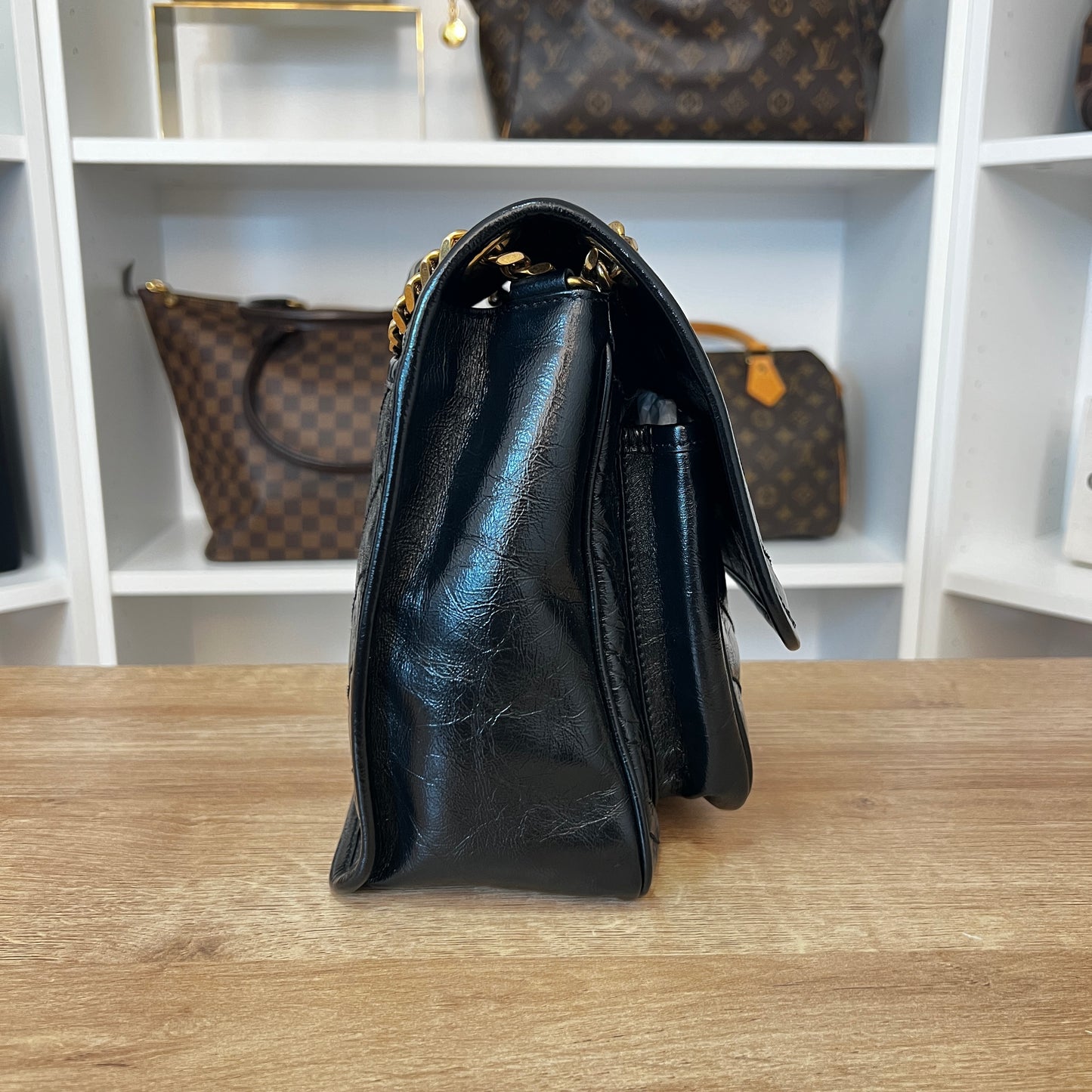 Saint Laurent Niki Medium Flap YSL Shoulder Bag in Crinkled Leather