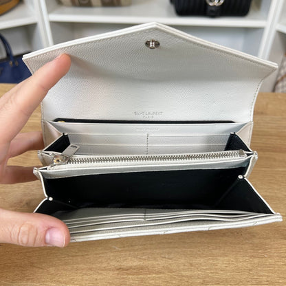 Saint Laurent YSL Cassandre Matelassé Large Flap Wallet Grain de Poudre Leather w/ Crossbody Conversion