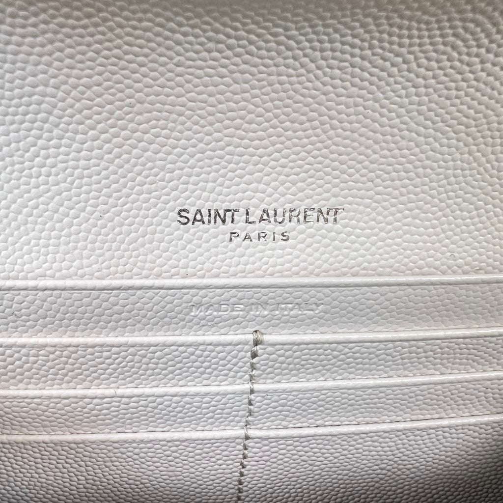 Saint Laurent YSL Cassandre Matelassé Large Flap Wallet Grain de Poudre Leather w/ Crossbody Conversion