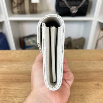 Saint Laurent YSL Cassandre Matelassé Large Flap Wallet Grain de Poudre Leather w/ Crossbody Conversion