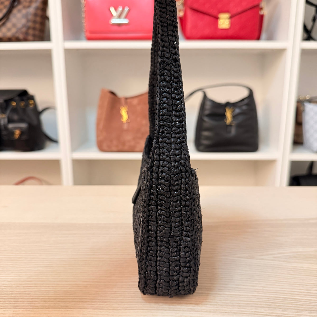 Saint Laurent (YSL) Le 5 a 7 Mini Raffia Noir