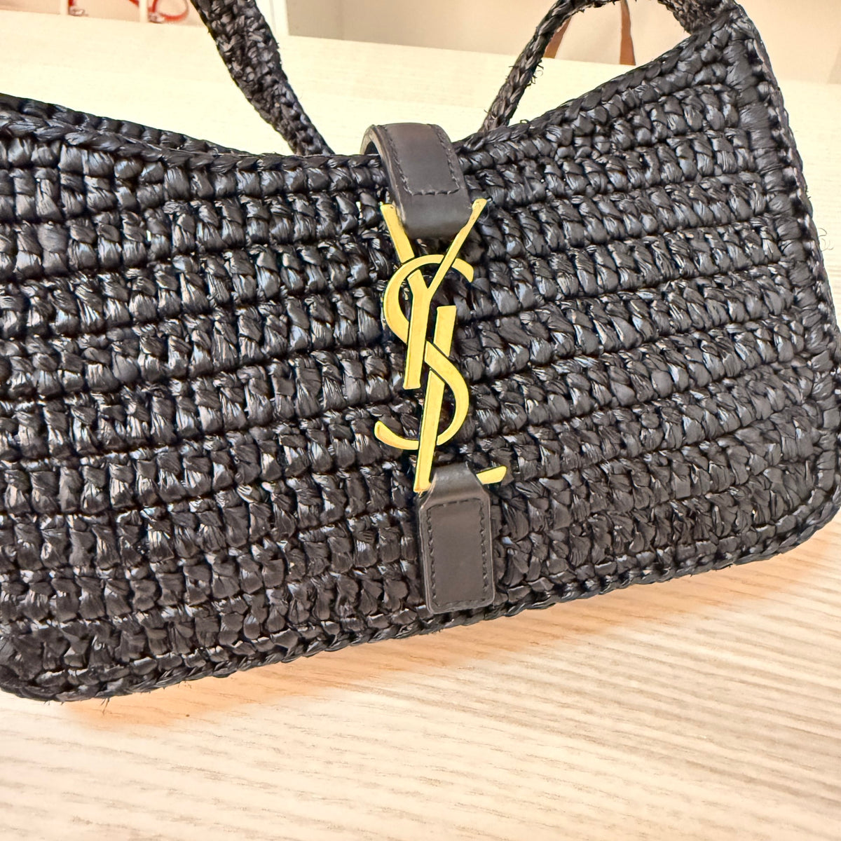 Saint Laurent (YSL) Le 5 a 7 Mini Raffia Noir