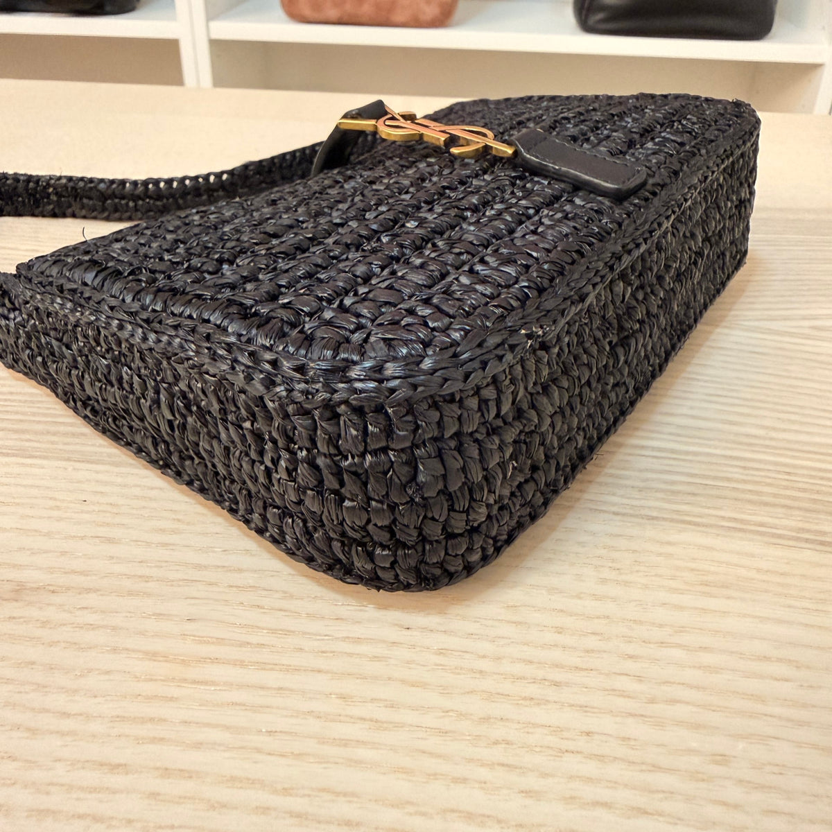 Saint Laurent (YSL) Le 5 a 7 Mini Raffia Noir
