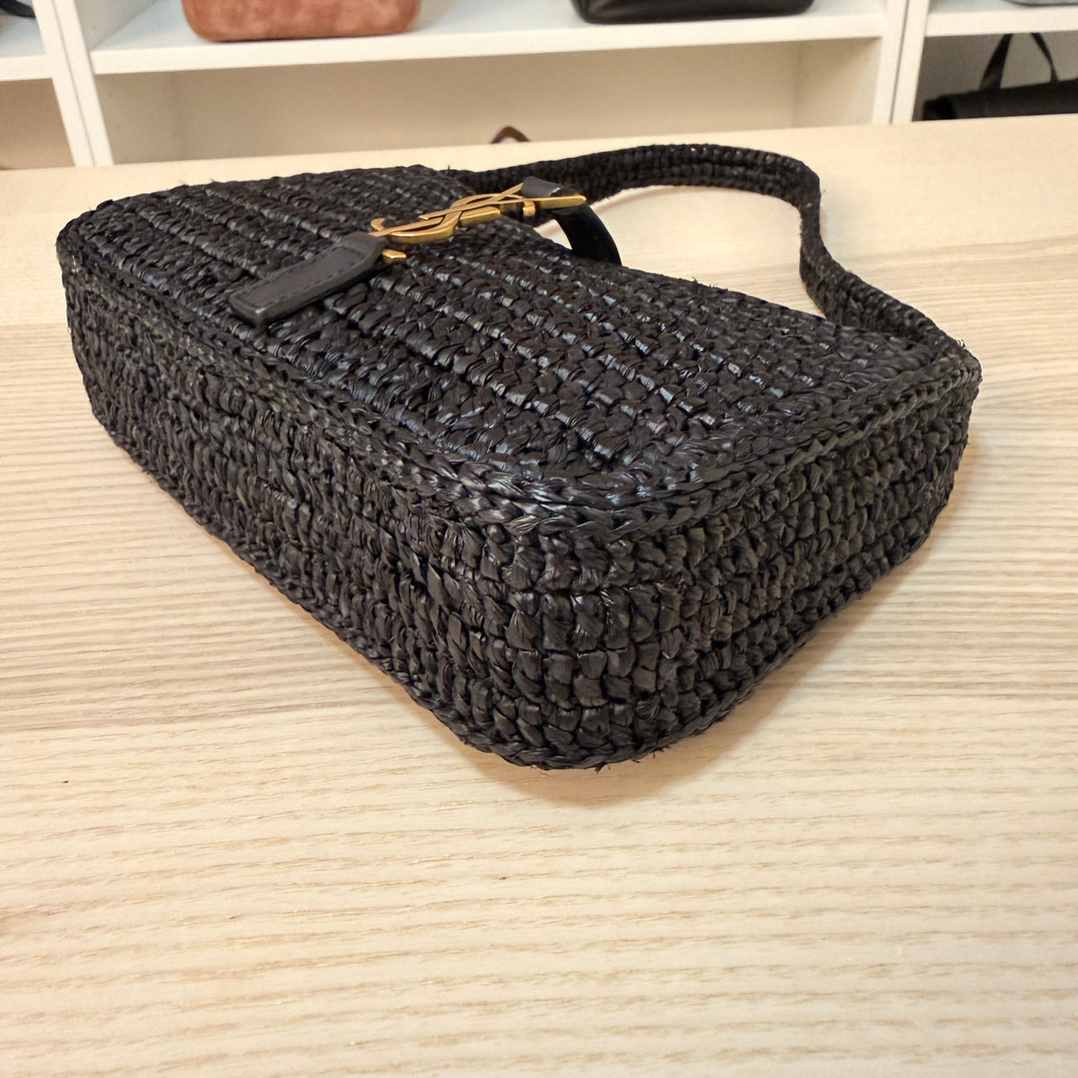 Saint Laurent (YSL) Le 5 a 7 Mini Raffia Noir