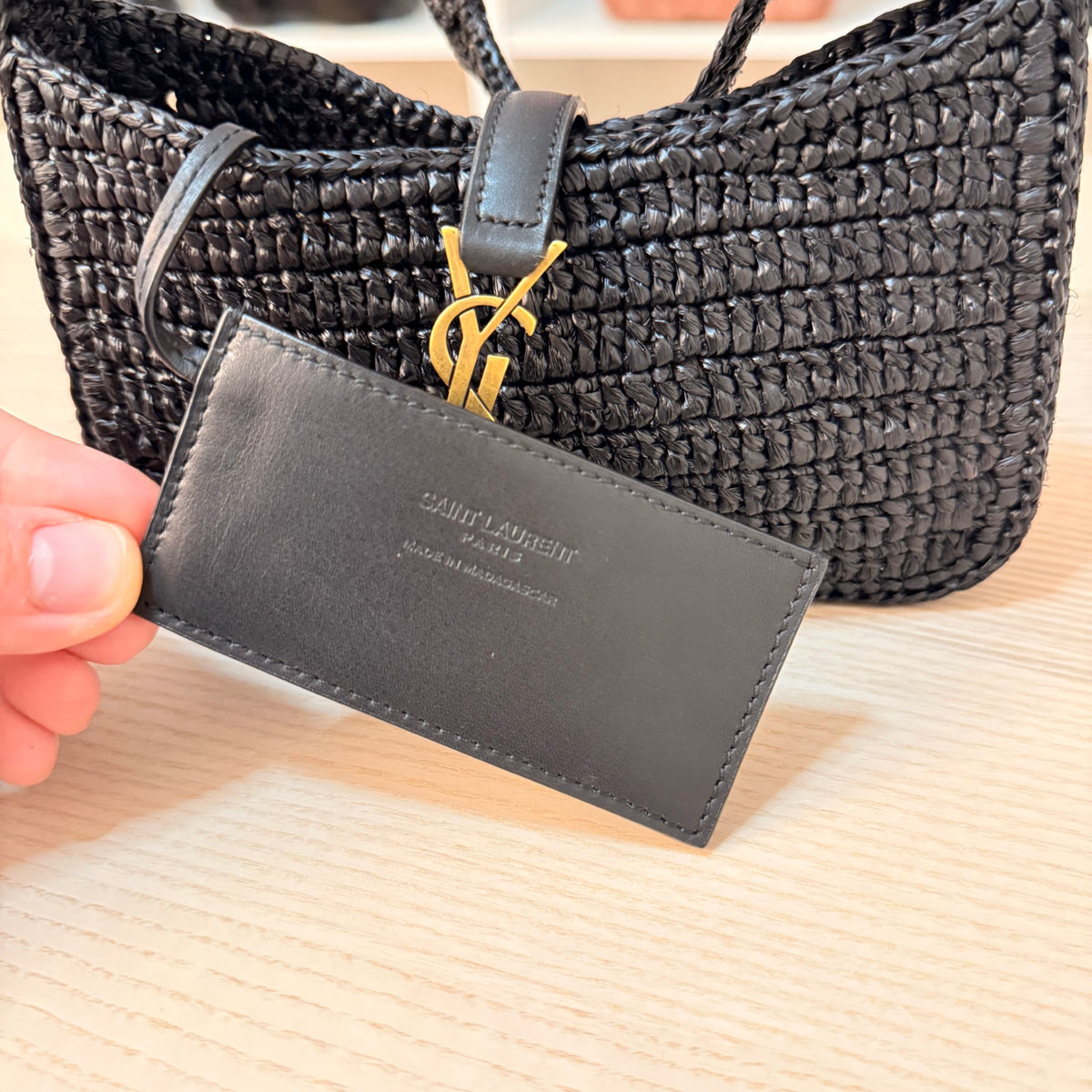 Saint Laurent (YSL) Le 5 a 7 Mini Raffia Noir