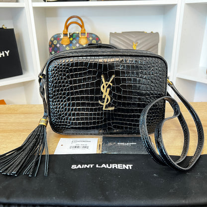 Saint Laurent Lou Medium Camera Bag Croc Embossed Leather