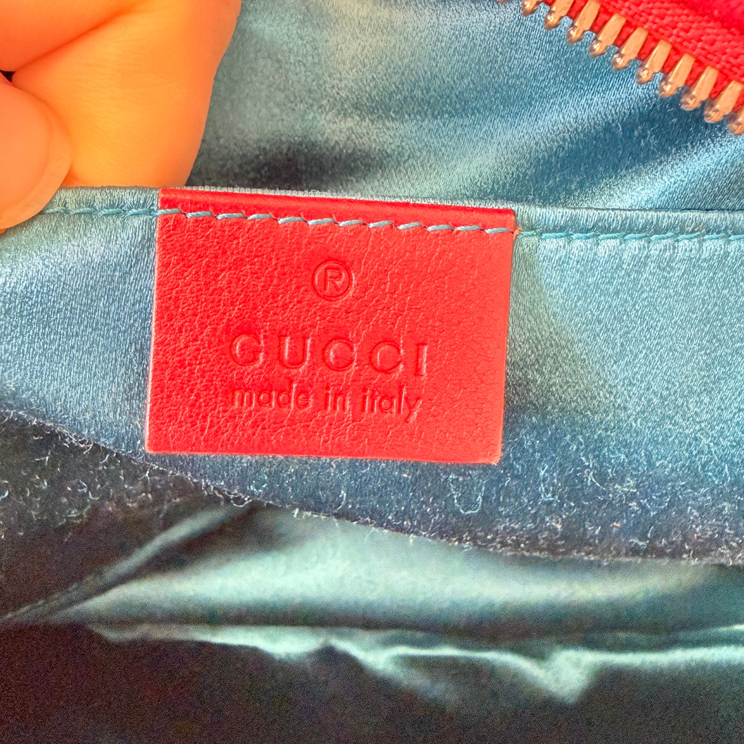 Gucci Velvet Matelasse Small GG Marmont Chain Shoulder Bag Red
