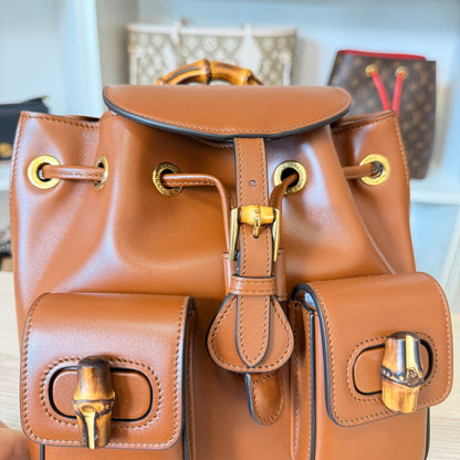 Gucci Calfskin Bamboo Backpack Mystic Brown