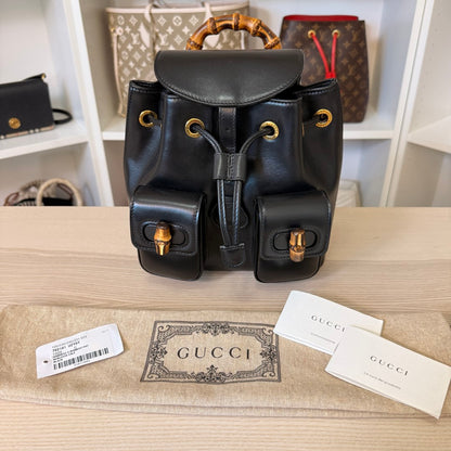Gucci Calfskin Bamboo Backpack Mystic Black