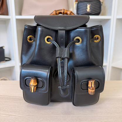 Gucci Calfskin Bamboo Backpack Mystic Black